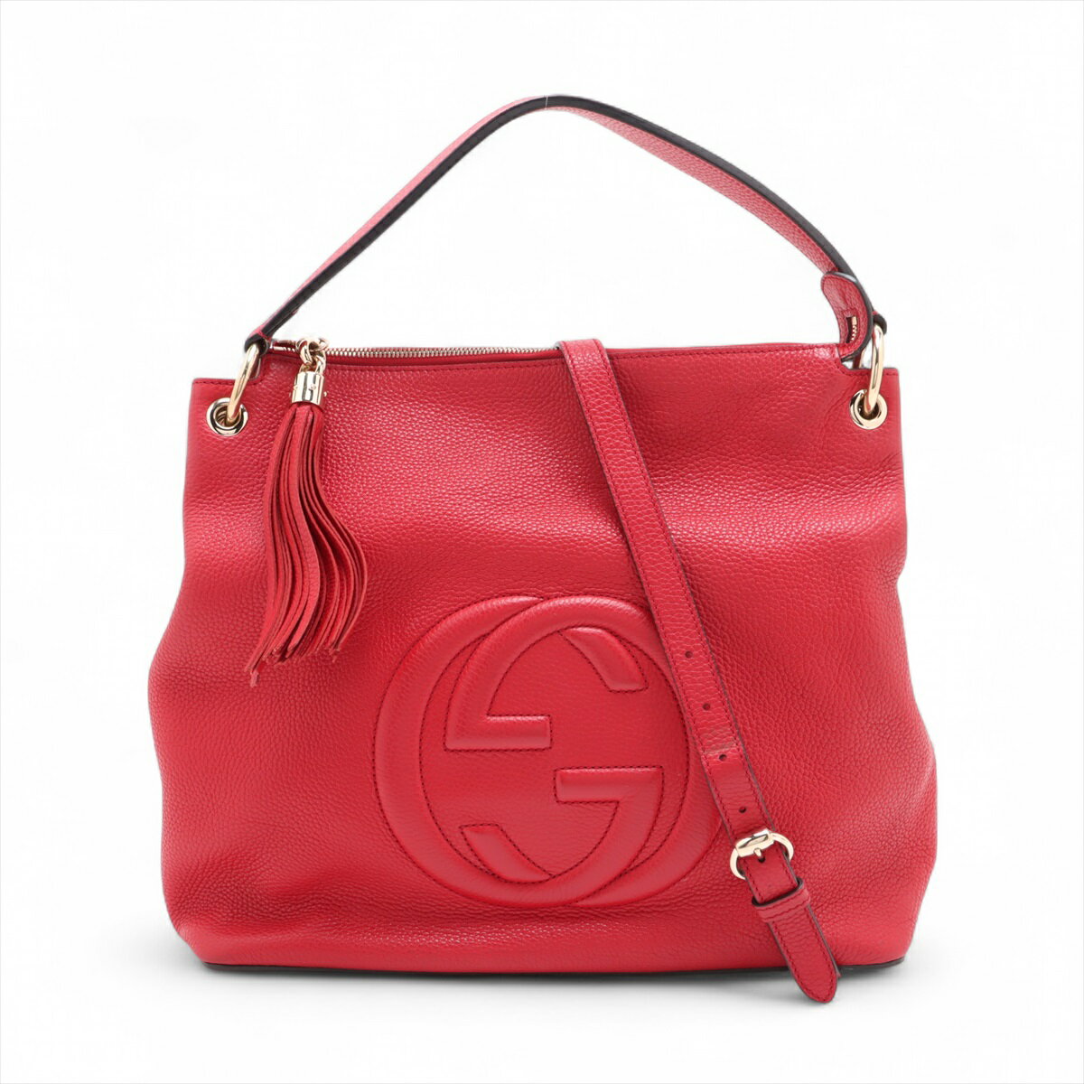 【未使用級】GUCCI グッチ SOHO ソーホー レザーハンドバッグ レッド GUCCI - 【未使用級】GUCCI グッチ SOHO ソーホー レザー