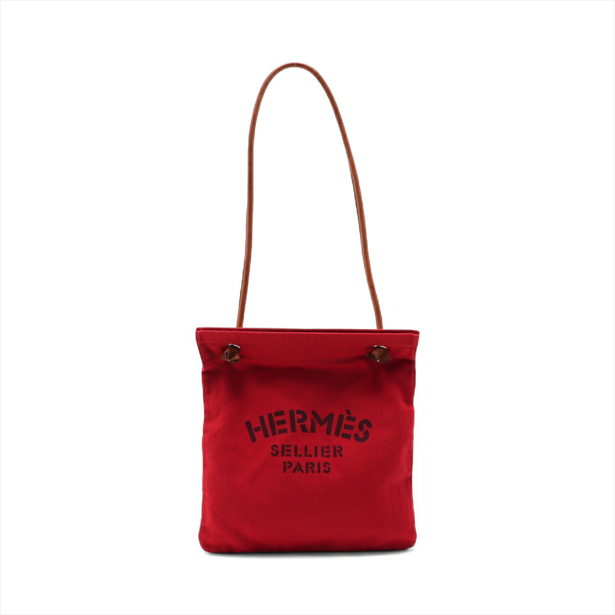 エルメス HERMES バッグ トートバッグ キャンバス×レザー レッド×ブラウン カバックエランPM □N エルメス HERMES バッグ トートバッグ キャンバス×レザー 黒×ダーク