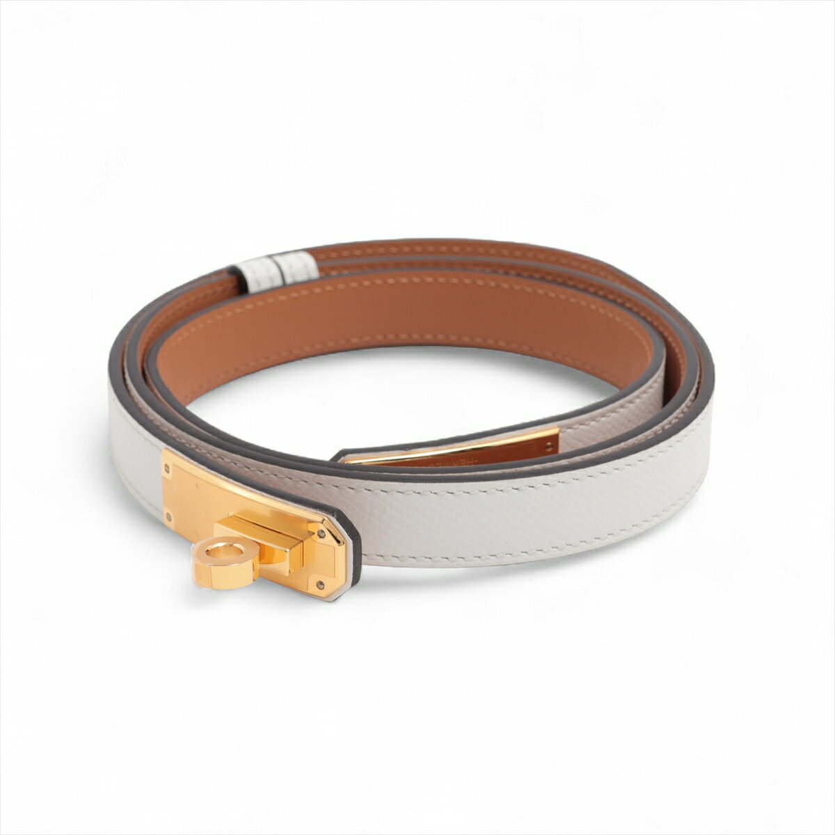 【中古】エルメス ケリーベルト B:2023 ベルト レザー ホワイト×ブラウン