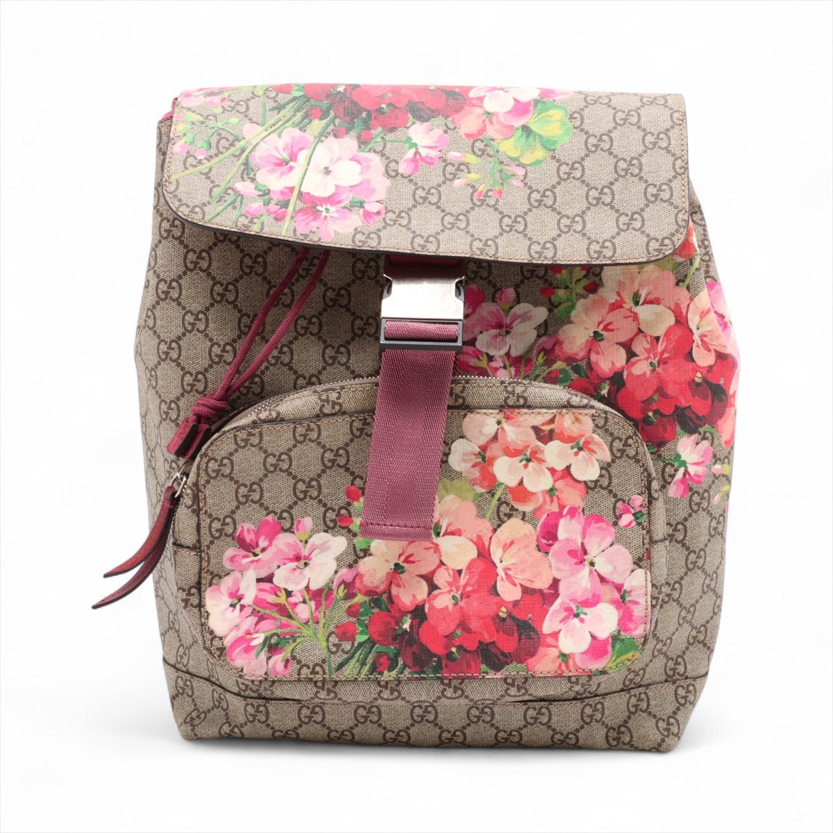 【中古】グッチ GGブルームス PVC バックパック/リュック ベージュxピンク 405019