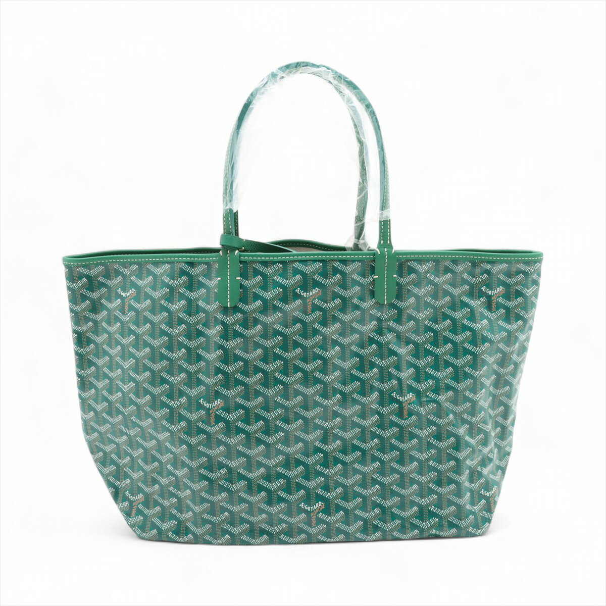 【中古】ゴヤール サンルイPM PVCxレザー トートバッグ グリーン