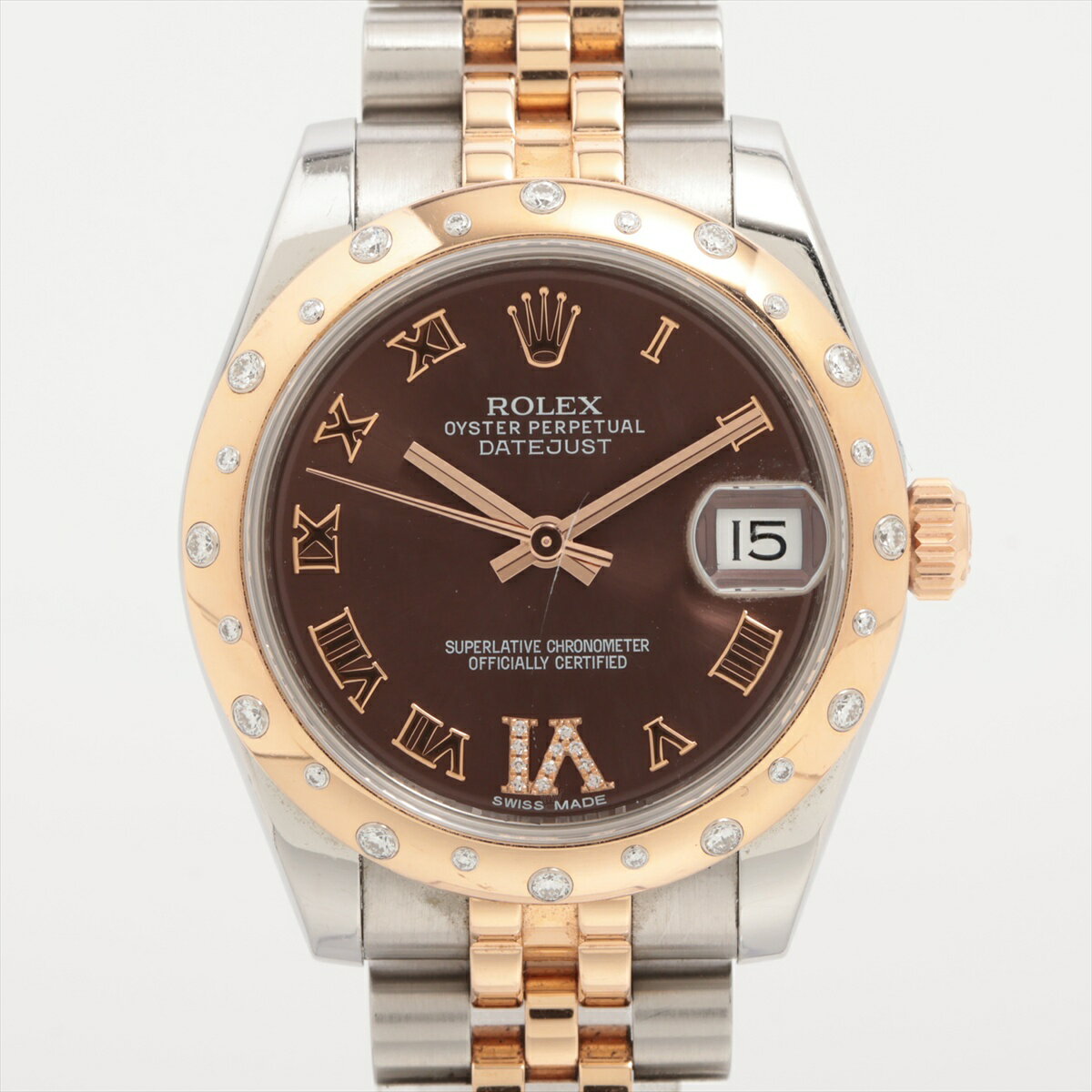 【中古】ロレックス デイトジャスト 178341 PG×SS PG×SS AT チョコレート文字盤 あまりごま6