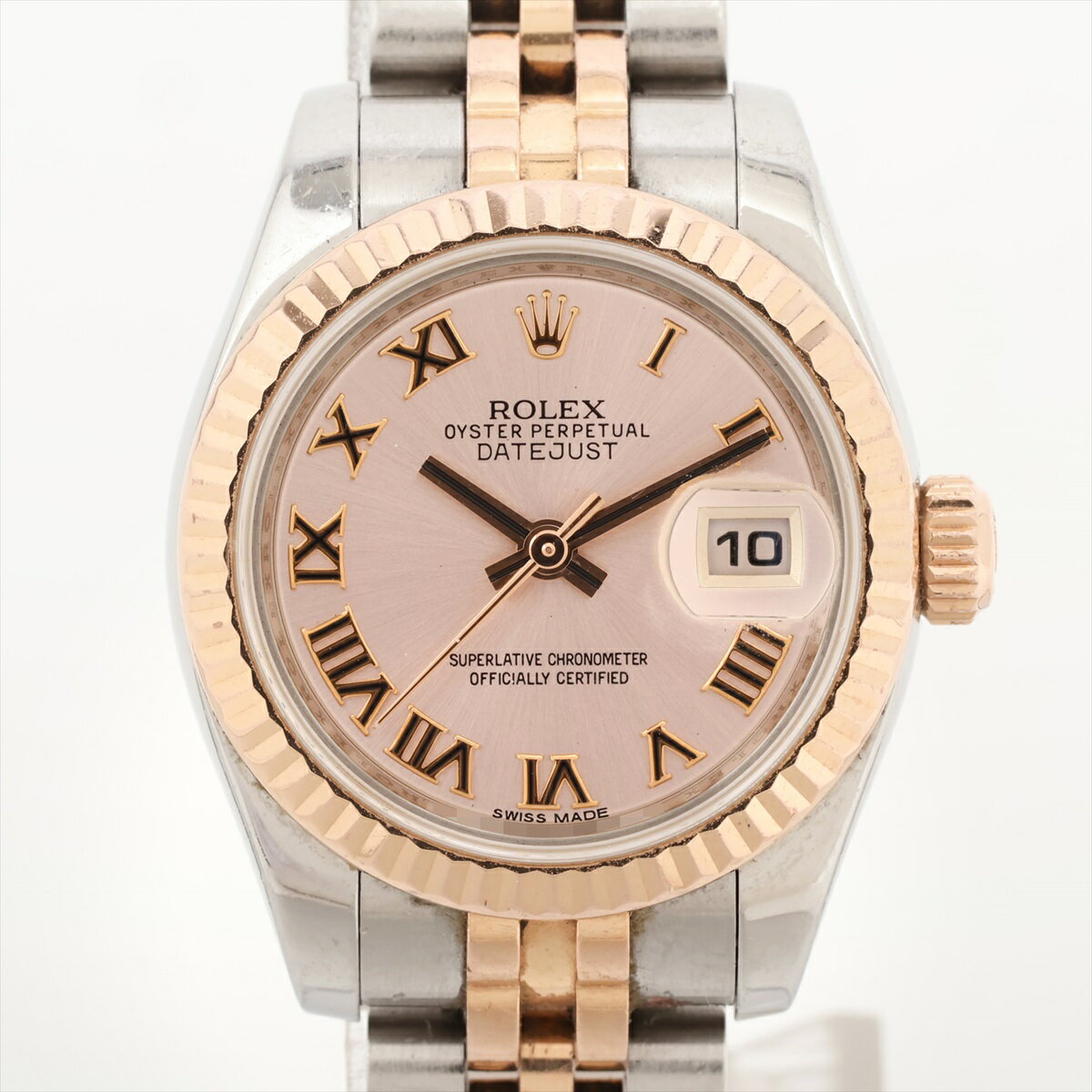 【中古】ロレックス デイトジャスト 179171 PG×SS PG×SS AT ピンク文字盤 あまりごま1