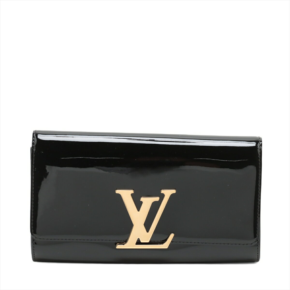 【中古】ヴィトン LVロゴxパテント ポシェットルイーズEW M90083 ブラック