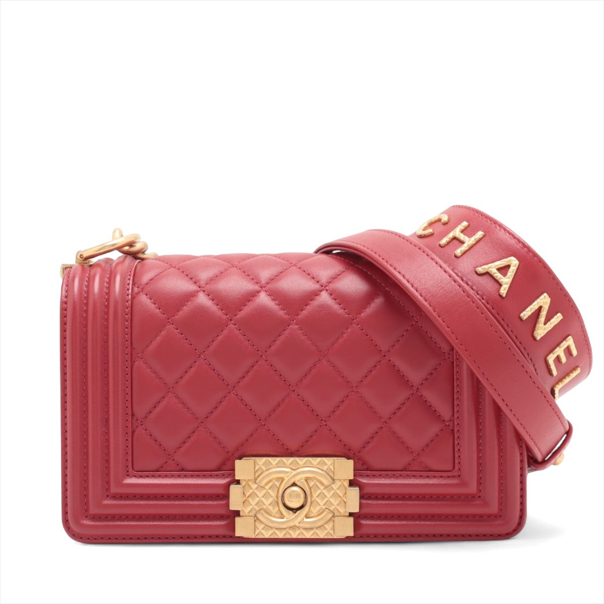 乐天商城 - 【中古】シャネル ボーイシャネル20 スモール ラムスキン 2WAYショルダーバッグ レッド ゴールド金具 30番台