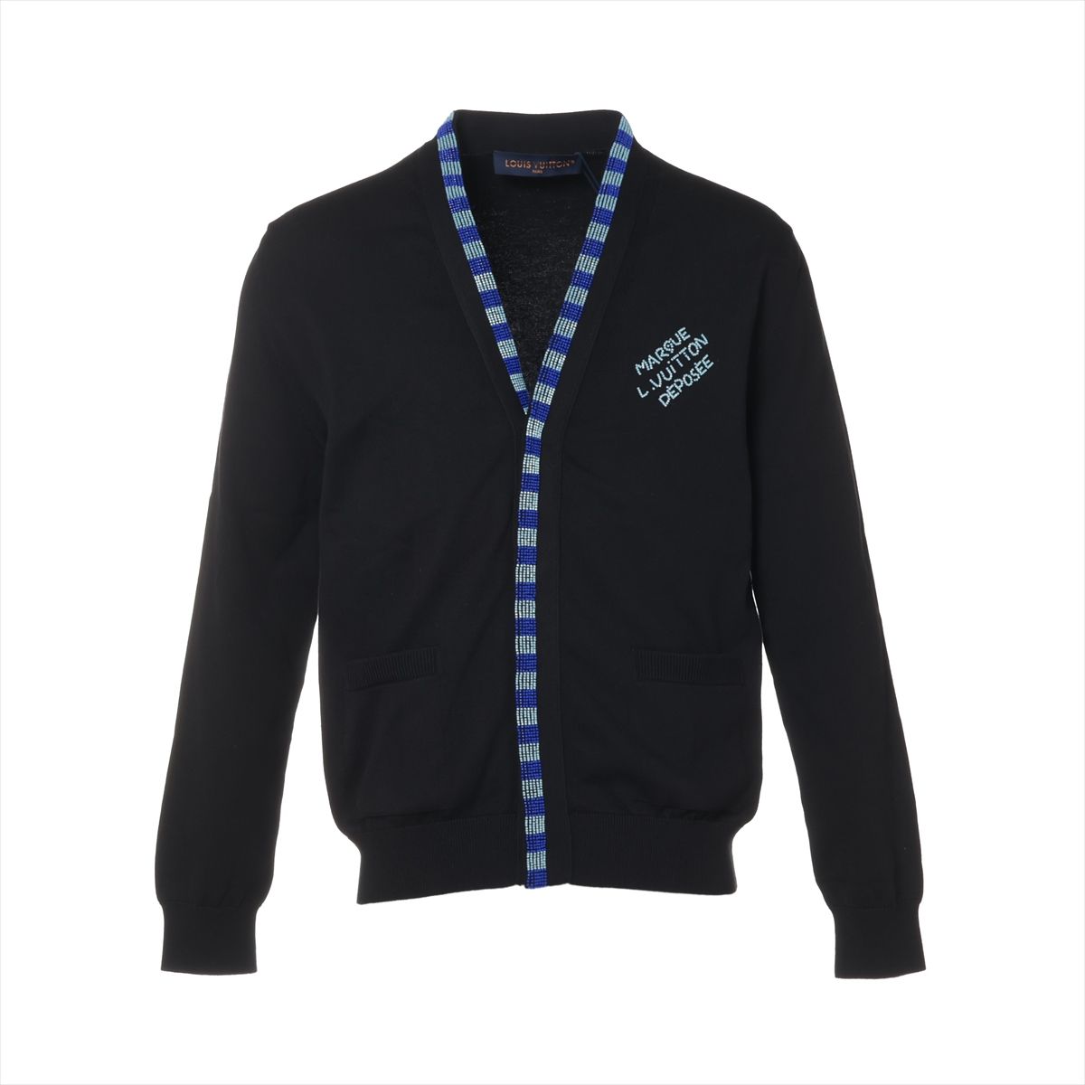 【中古】ヴィトン 24AW コットン カーディガン S メンズ ブラック RM242MM ビジュー