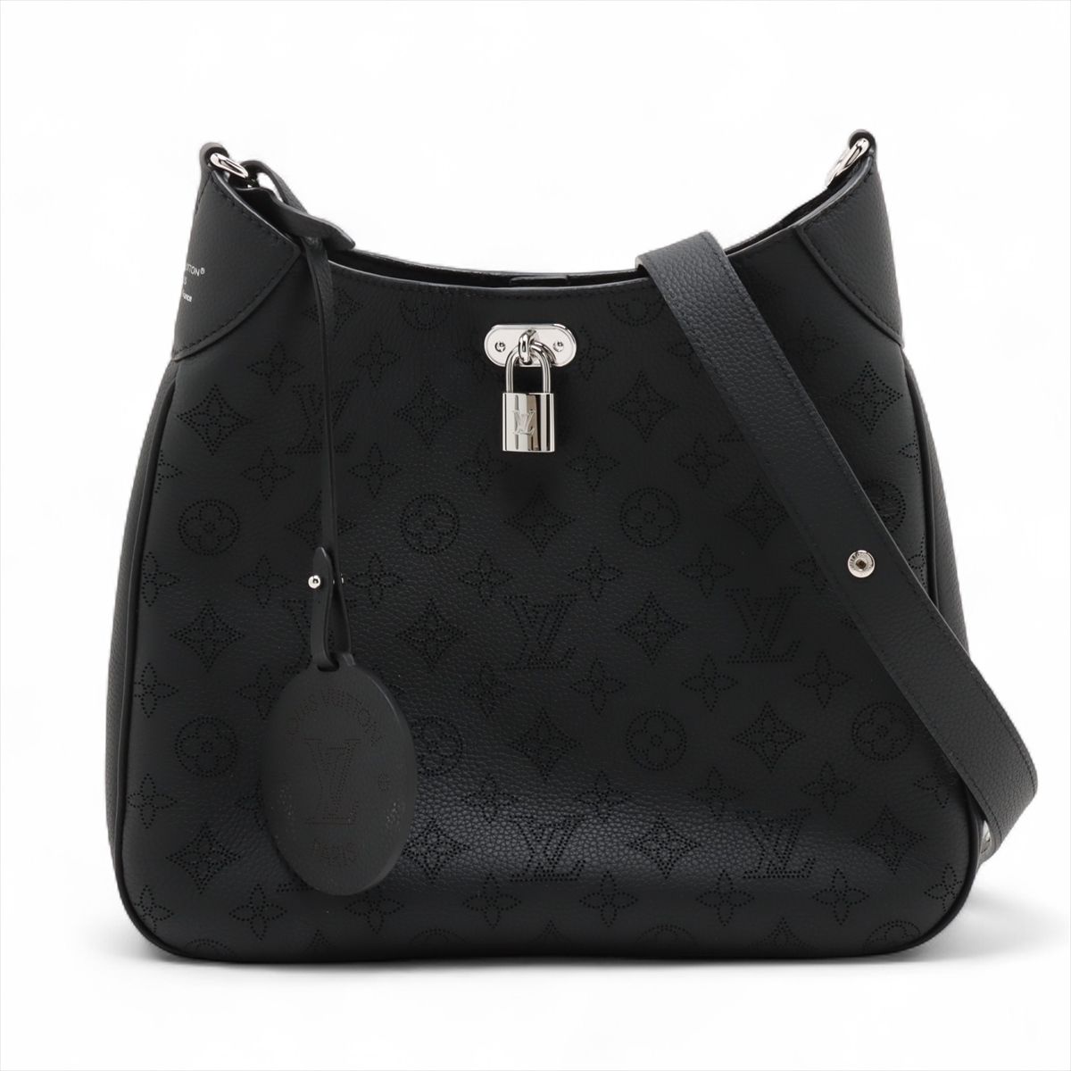 LOUIS VUITTON - 【中古】ヴィトン マヒナ オール アラウンドMM M14618 ブラック RFID反応あり