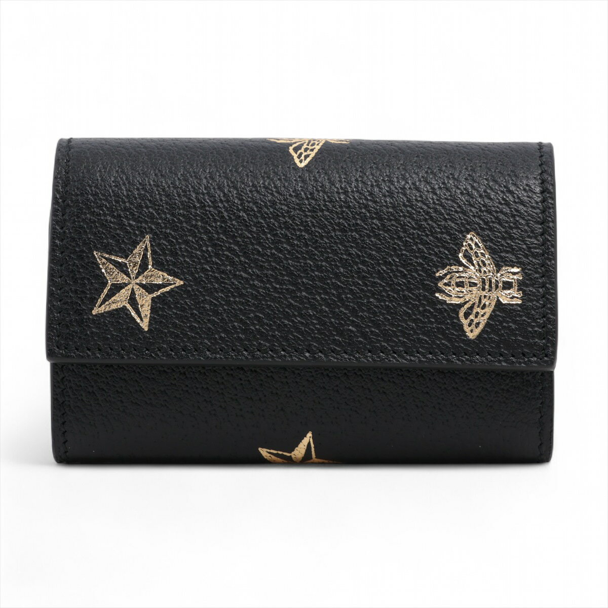 【中古】グッチ ビースター 495071 レザー キーケース ブラック