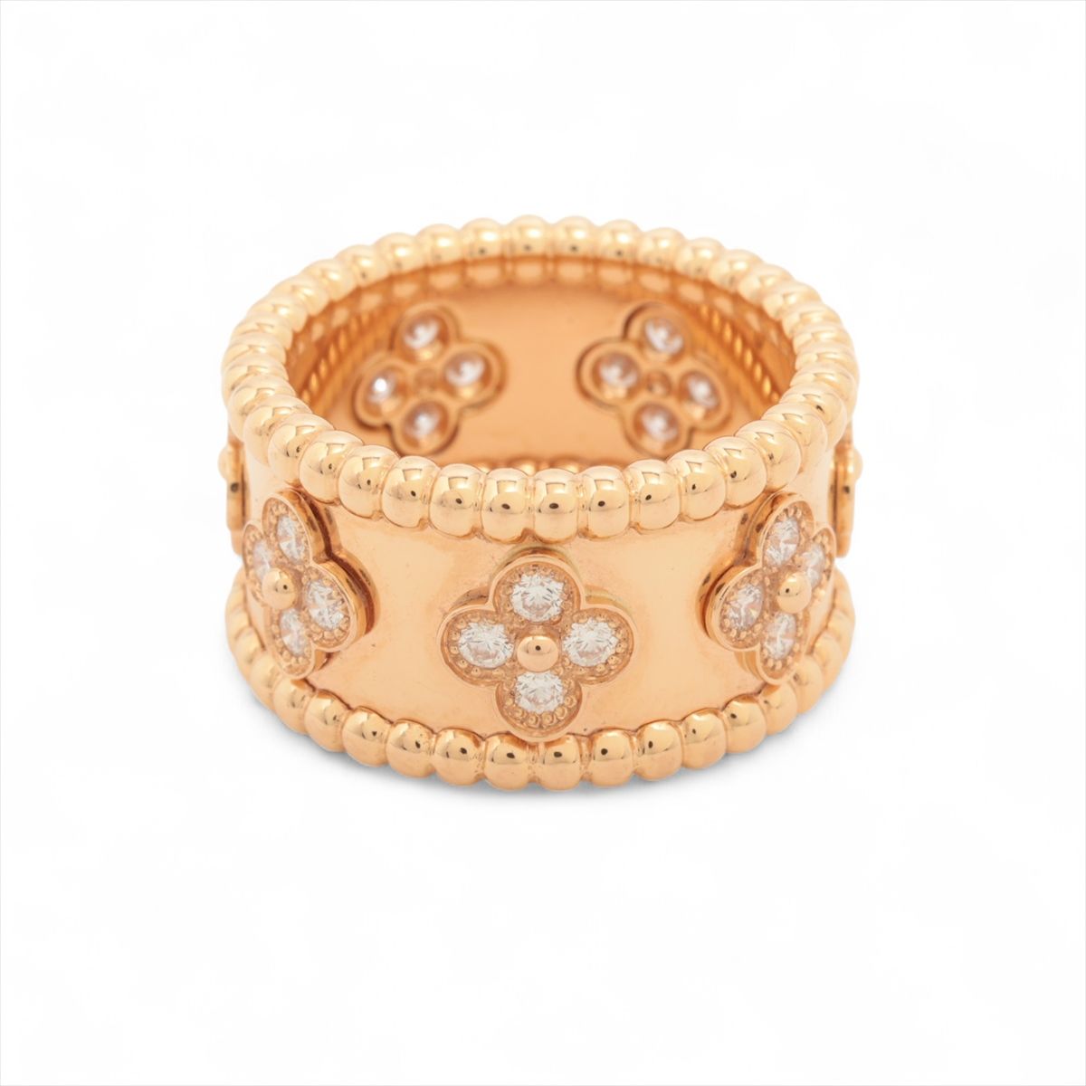 【中古】ヴァンクリーフ&アーペル ペルレ クローバー ダイヤ リング 750(PG) 9.7g ...