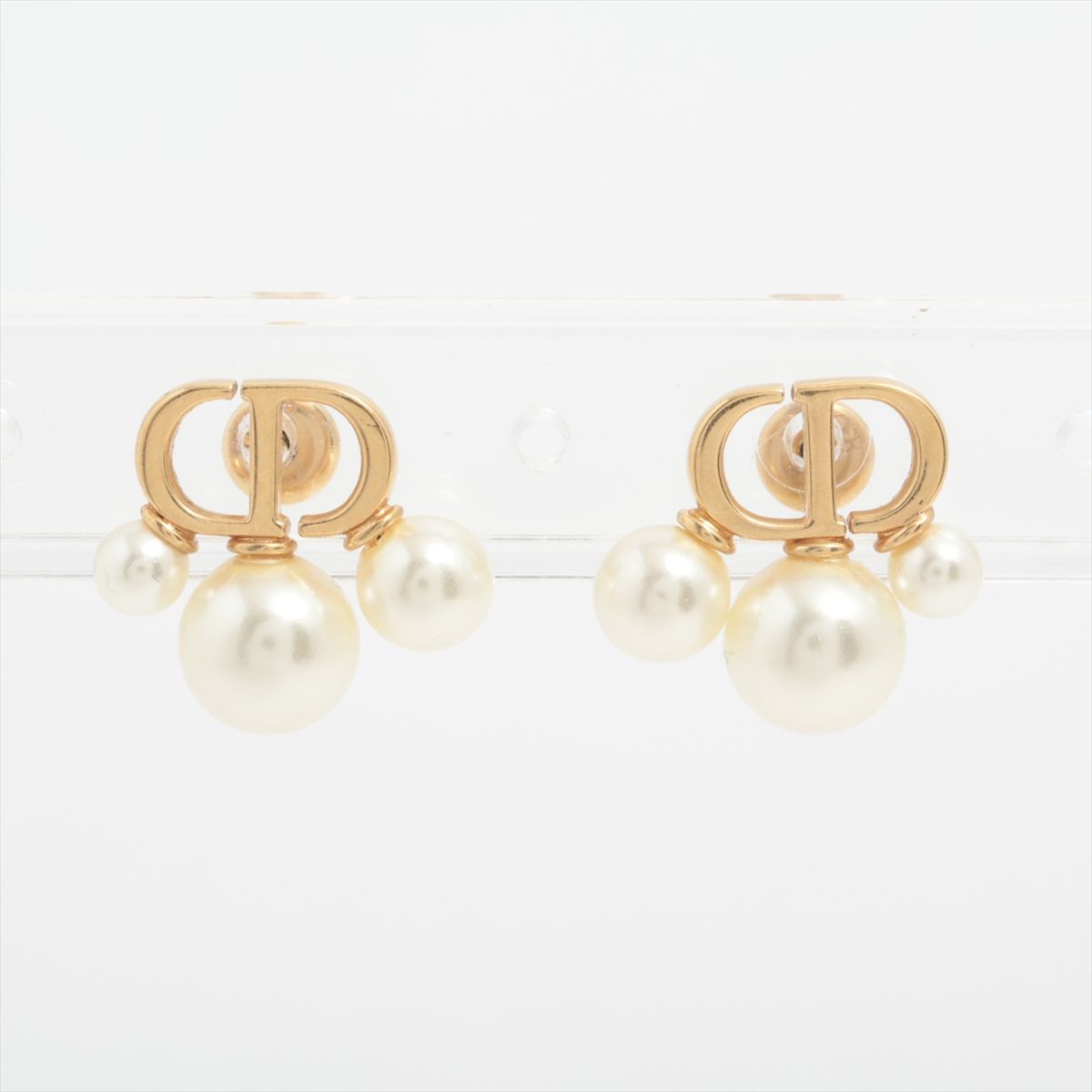 【中古】ディオール トリプティク ピアス(両耳用) GP×フェイクパール ゴールド