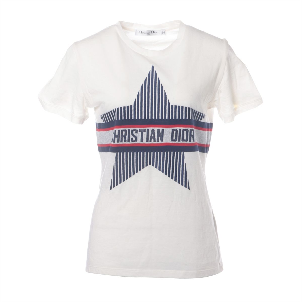 【中古】クリスチャンディオール コットン Tシャツ XS レディース アイボリー 143T04A4478 クルーズコレクション グラフィックスター 毛羽立ちあり