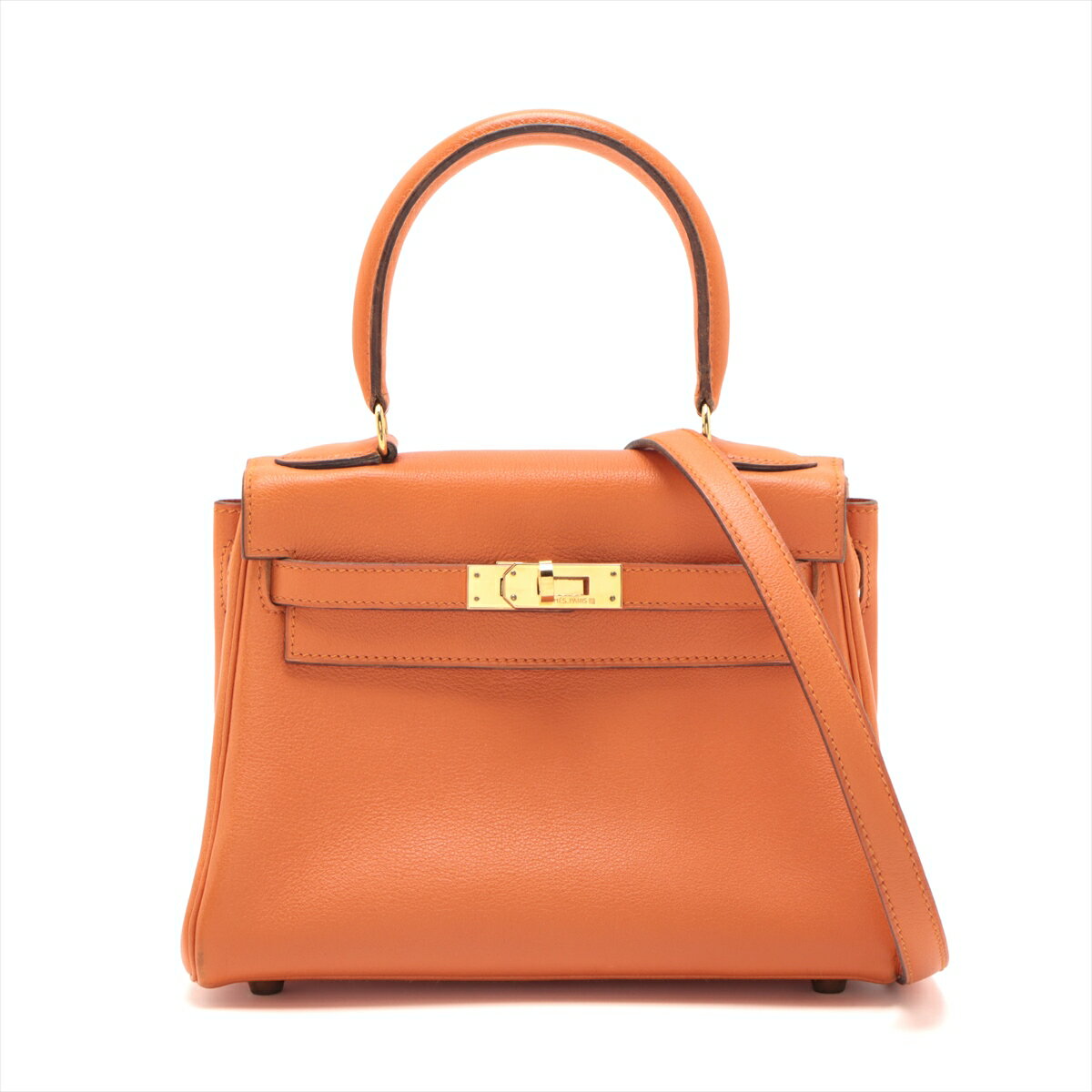 【中古】エルメス ミニケリー20 ヴォーガリバー オレンジ ゴールド金具 ○U:1991年(4)