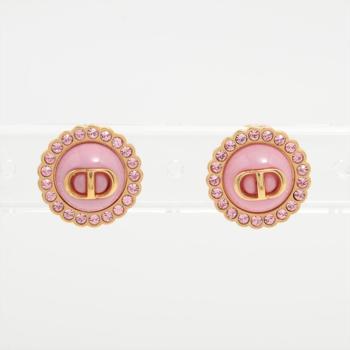 【中古】ディオール Petit CD プチCD ピアス(両耳用) GP×ラインストーン ゴールド×ピンク