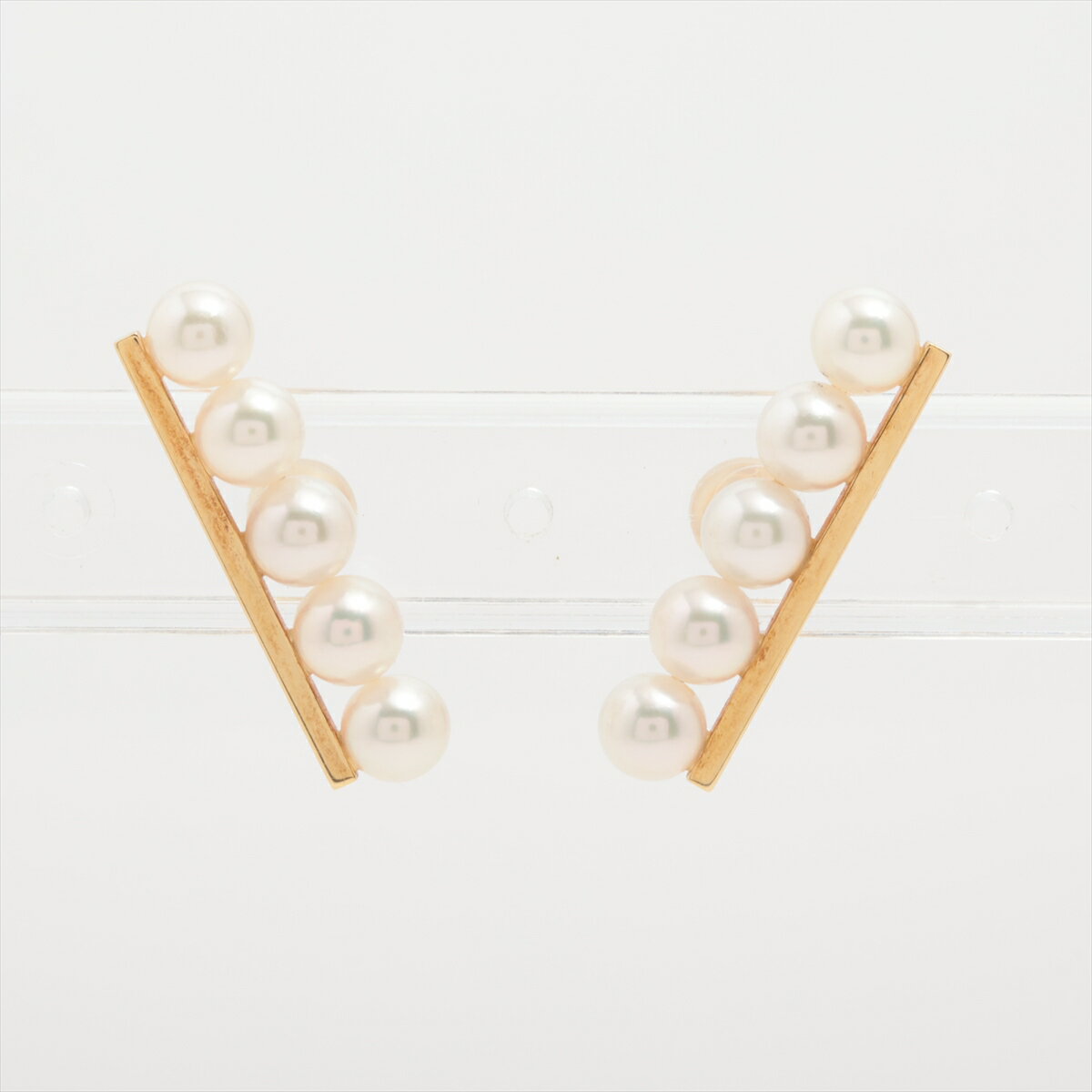 【中古】タサキ バランスプラス パール ピアス 750(YG) 総5.2g 約5.5mm E 3842