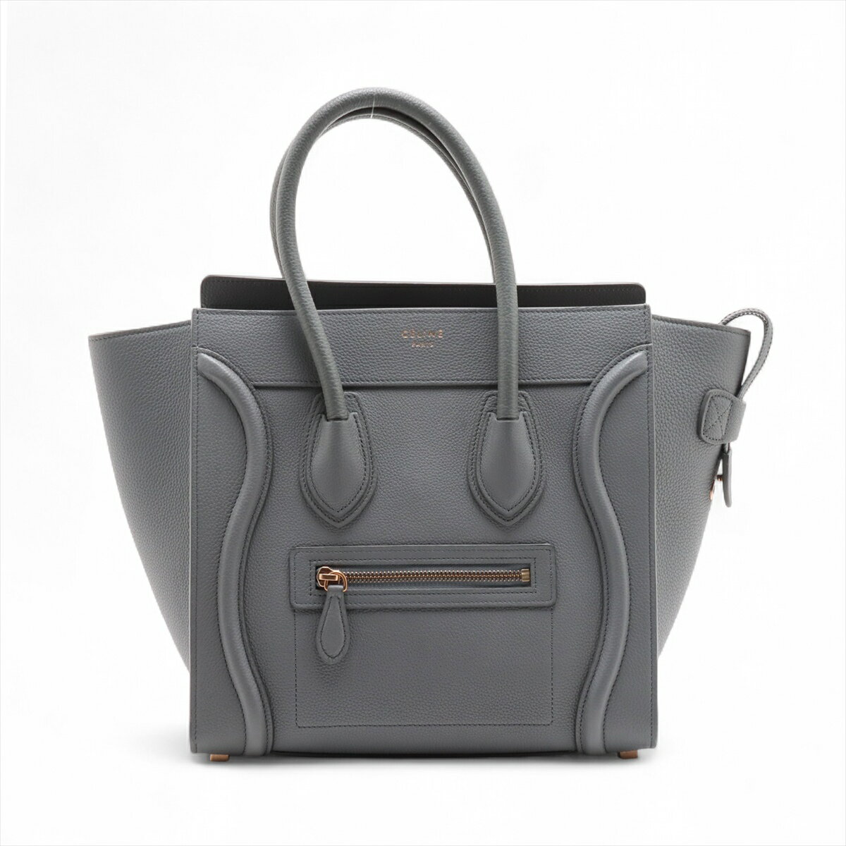 【中古】セリーヌ ラゲージ マイクロショッパー レザー ハンドバッグ グレー