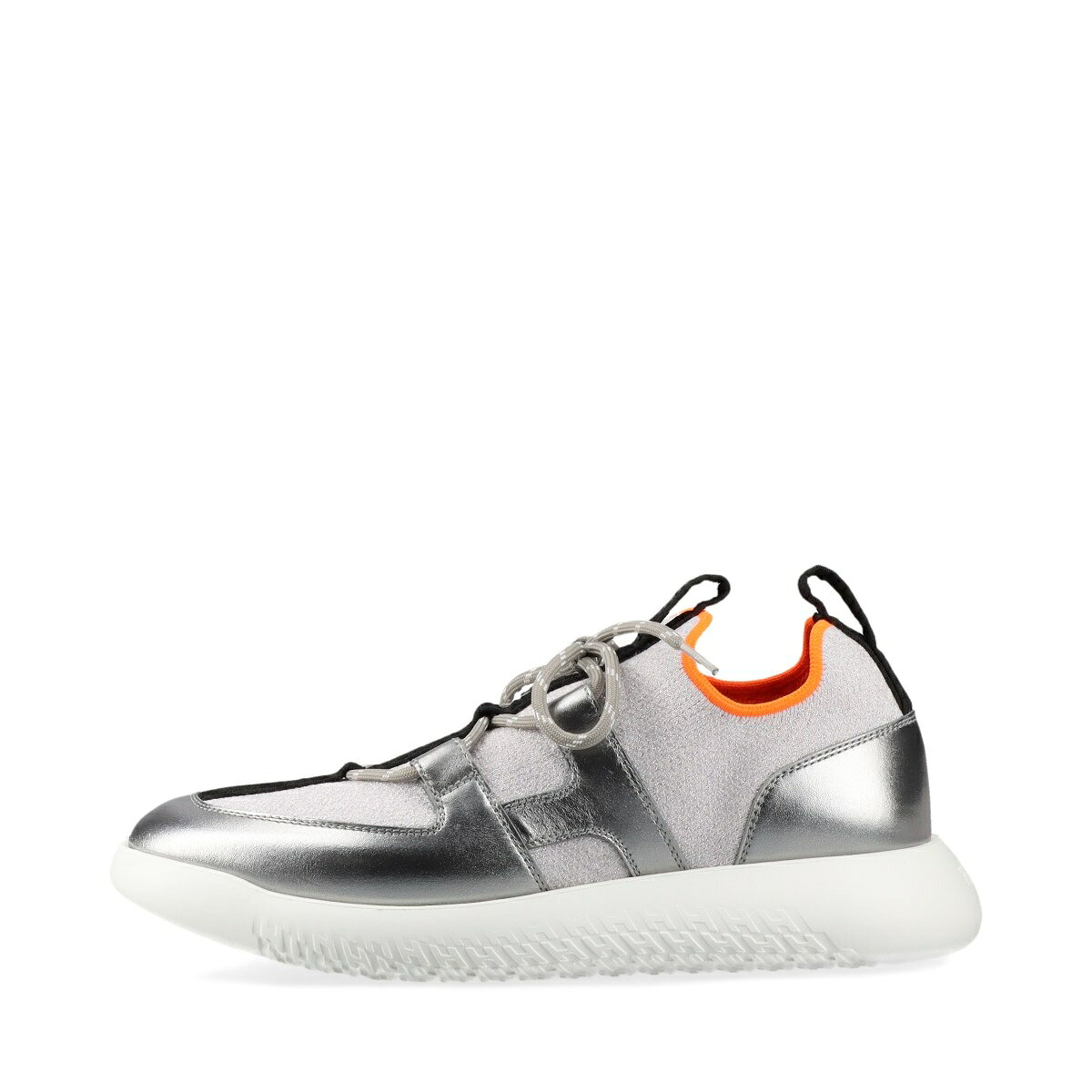 【中古】エルメス デュエル パテントレザー×ファブリック スニーカー EU37 レディース シルバー×ブラック 替えヒモ 箱 袋あり