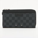 【中古】ヴィトン ダミエ・グラフィット ジッピードラゴンヌ N60379 ブラック ラウンドジップウォレット