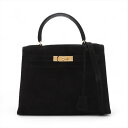 【中古】エルメス ケリー28 セリエ ドブリス ブラック ゴールド金具 ○Z:1996年