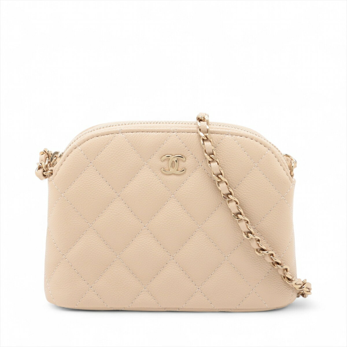 【中古】シャネル マトラッセ キャビアスキン チェーンショルダーバッグ ベージュ ゴールド金具 ランダムシリアル AP4000のサムネイル