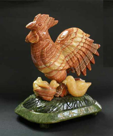 【すぐに使える10％OFFクーポン】「五子登科」鶏彫刻の置物