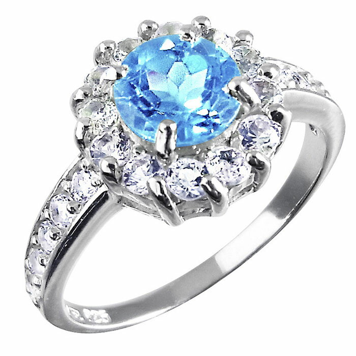 ブルー＆ホワイトトパーズパヴェリン...