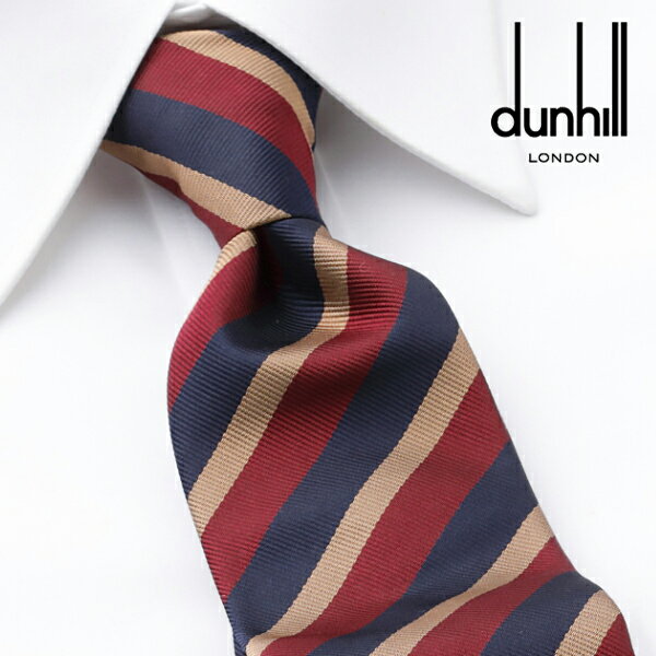 ダンヒル ネクタイ [土日祝も発送] ダンヒル DUNHILL ネクタイ DHJ-441 エンジ ストライプ[ブランドネクタイ メンズ おしゃれ 新作 結婚式 新社会人 新生活 卒業 入社 昇進 お祝い バースデー 贈り物 ギフト 父の日 プレゼント][ラッピング無料]