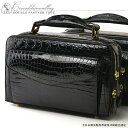 エキゾチックレザー EXOTIC LEATHER クロコダイル ダブルファスナー セカンドバッグ メンズ 持ち手 クロコダイル革 ワニ 鰐 ブラック（エナメル/マット）TK-102 日本製 [新作 ギフト お祝い 誕生日 バースデー 結婚式 クリスマス プレゼント]