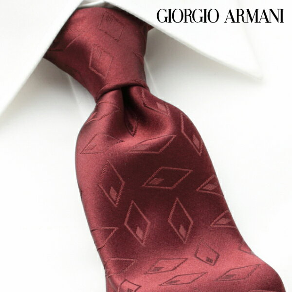 ジョルジオ・アルマーニ GIORGIO ARMANI ネクタイ GAJ-085 エンジ 小紋[ブラン
