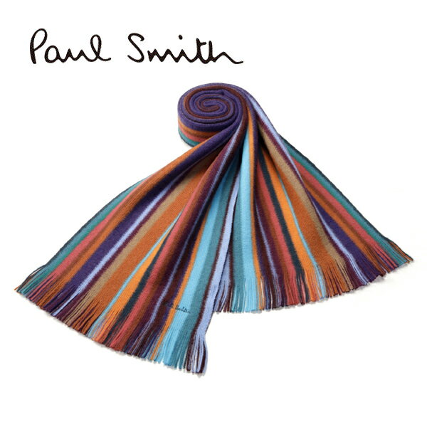 2020秋冬モデル[ポールスミス]PAUL SMITH ウールマフラー（オレンジ系マルチ） PS-680【ポールスミスマフラー マルチカラー メンズ レディース ユニセックス クリスマス バレンタイン 父の日 プレゼント】【あす楽対応_関東】