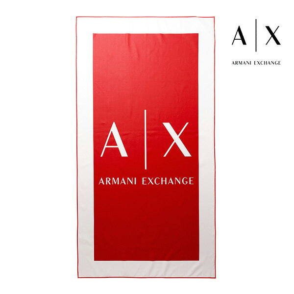 [土日祝も発送] アルマーニエクスチェンジ ARMANI EXCHANGE ビーチタオル（レッド×ホワイト）AX-053[ロ..