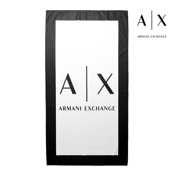 [土日祝も発送] アルマーニエクスチェンジ ARMANI EXCHANGE ビーチタオル（ホワイト×ブラック）AX-055[..