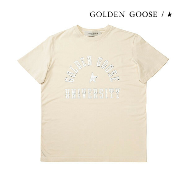 土日祝も発送 ゴールデングース【15,000円→9,400円】GOLDEN GOOSE レディースTシャツ（キナリ）GD-035 半袖 ロゴ クルーネック 丸首 綿 コットン 新作 新生活 お祝い 誕生日 バースデー 贈り物 ギフト 父の日 プレゼント