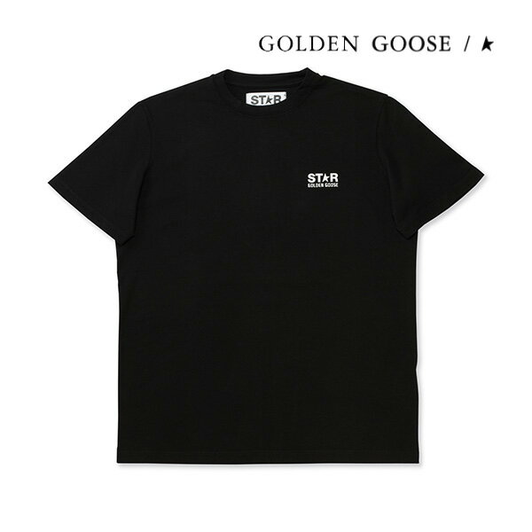 [土日祝も発送] ゴールデングース【15,000円→9,400円】GOLDEN GOOSE レディースTシャツ（ブラック／ホワイト）GD-038[半袖 ロゴ クルーネック 丸首 綿 コットン 新作 新生活 お祝い 誕生日 バースデー 贈り物 ギフト 父の日 プレゼント]