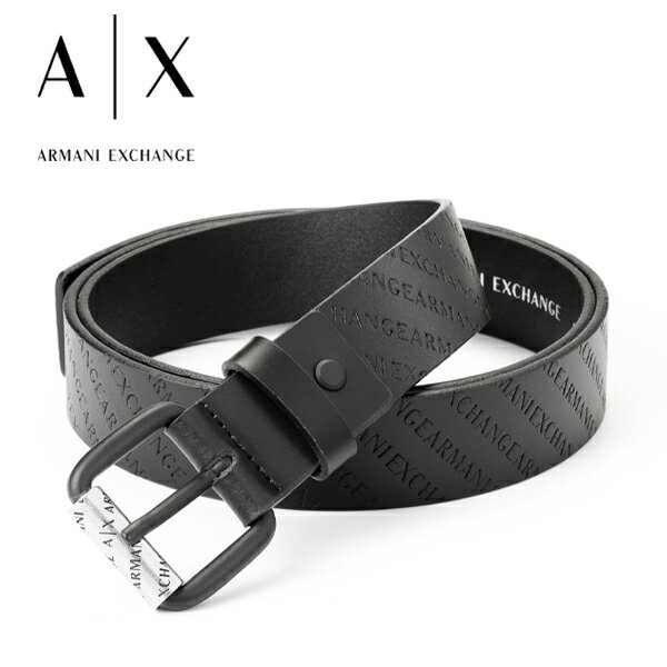 [土日祝も発送] アルマーニエクスチェンジ ARMANI EXCHANGE ベルト（ピンタイプ）AX-082[ブランドベルト 本革 メンズ レザー ブラック 黒 ロゴ型押し 新作 新生活 お祝い 誕生日 バースデー 贈り物 ギフト 父の日 プレゼント][ラッピング無料]