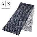 アルマーニ マフラー（メンズ） [土日祝も発送] アルマーニエクスチェンジ ARMANI EXCHANGE マフラー（ネイビー×グレー）AX-092[ロゴ メンズ プレゼント 新作 新生活 お祝い 誕生日 バースデー 贈り物 ギフト 父の日 プレゼント][ラッピング無料]