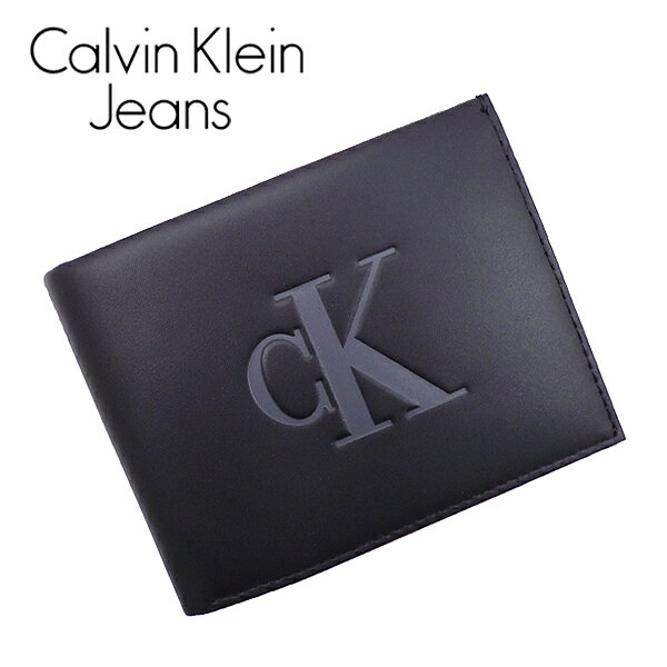 [土日祝も発送] カルバンクライン ジーンズ【13,900円→11,500円】CALVIN KLEIN JEANS 二つ折り財布（小銭入れ付）CK-397[カルバン・クライン ブラック 本革 新作 新生活 お祝い 誕生日 バースデー 贈り物 ギフト 父の日 プレゼント][ラッピング無料]