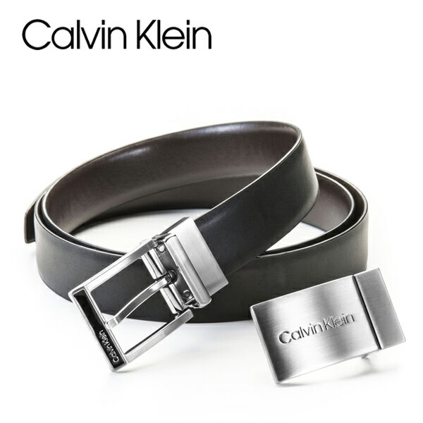 [土日祝も発送] カルバンクライン CALVIN KLEIN リバーシブルベルト（バックル2個付きセット）CK-400 ブラック ブラウン[ベルト メンズ..