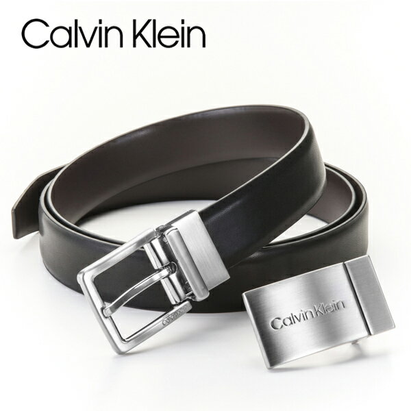 [土日祝も発送] カルバンクライン CALVIN KLEIN リバーシブルベルト（バックル2個付きセット）CK-402 ブラック ブラウン[ベルト メンズ..