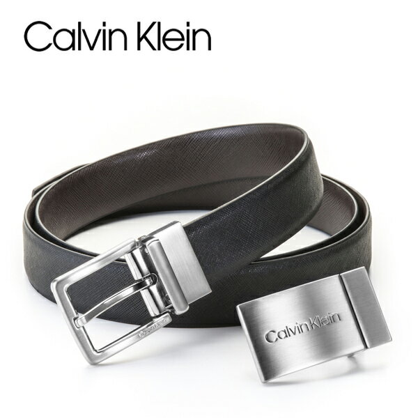 [土日祝も発送] カルバンクライン CALVIN KLEIN リバーシブルベルト（バックル2個付きセット）CK-403 ブラック ブラウン[ベルト メンズ..