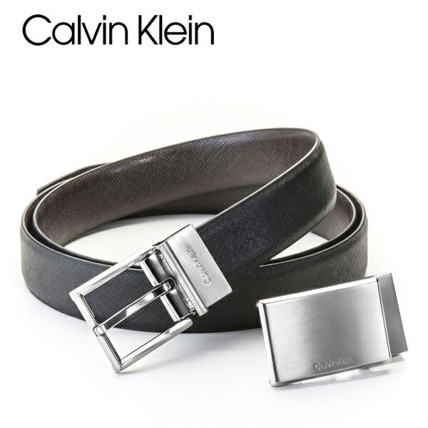 [土日祝も発送] カルバンクライン CALVIN KLEIN リバーシブルベルト（バックル2個付きセット）CK-404 ブラック ブラウン[ベルト メンズ..