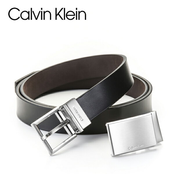 [土日祝も発送] カルバンクライン CALVIN KLEIN リバーシブルベルト（バックル2個付きセット）CK-405 ブラック ブラウン[ベルト メンズ..