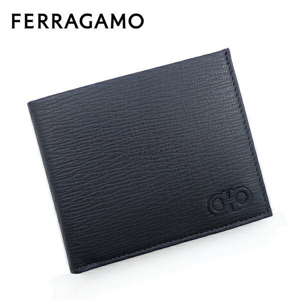 フェラガモ 財布（メンズ） [土日祝も発送] フェラガモ【51,000円→47,000円】FERRAGAMO 二つ折り財布（小銭入れ付き）ブラック FG-333 ダブルガンチーニ[ブランド 型押し 本革 新作 新生活 お祝い 誕生日 バースデー 贈り物 ギフト 父の日 プレゼント][ラッピング無料]