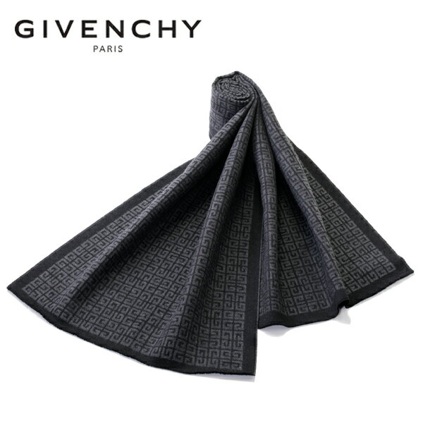 [土日祝も発送] ジバンシー GIVENCHY ウールマフラー（ブラック×グレー）GV-017[ジバンシーマフラー 4Gロゴ メンズ レディース ユニセックス 新作 新生活 お祝い 誕生日 バースデー 贈り物 ギフト 父の日 プレゼント][ラッピング無料]