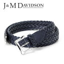 ジェイアンドエムデヴィッドソン【28,000円→19,500円】J&M DAVIDSON ベルト メンズ(ピンタイプ)ネイビー JM-002[メッシュ 編み込み...