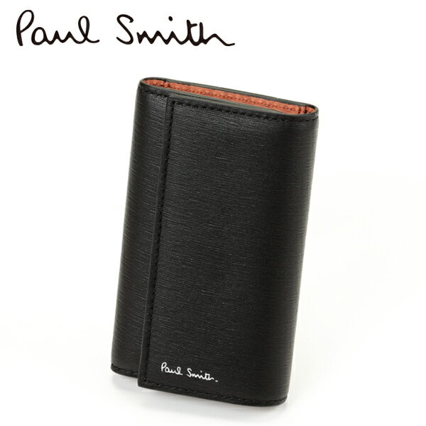 [土日祝も発送] ポールスミス【19,600円→18,000円】PAUL SMITH キーケース（6連式）PS-759 バイカラー ブラック×カーキ・オレンジ[レザー 本革 メンズ 新作 新生活 お祝い 誕生日 バースデー 贈り物 ギフト 父の日 プレゼント][ラッピング無料]