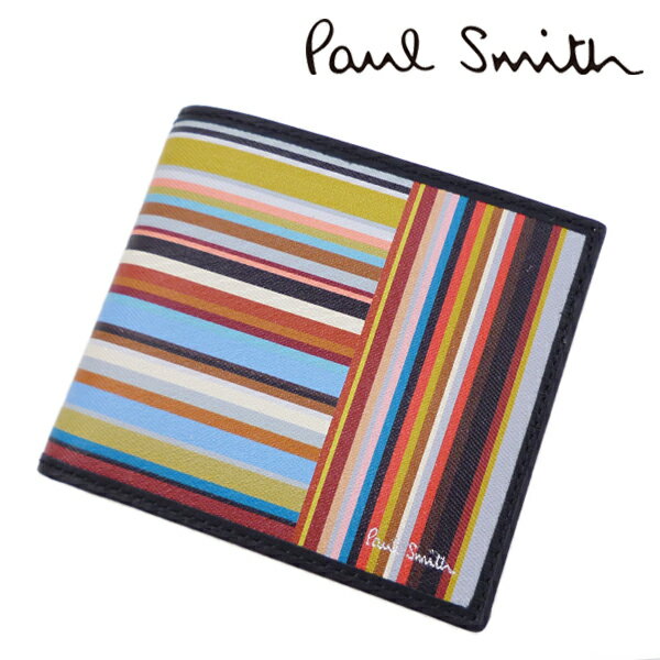 ポール・スミス 二つ折り財布（メンズ） [土日祝も発送] ポールスミス PAUL SMITH 二つ折り財布 マルチカラー（小銭入れ付き）PS-796[ポールスミスサイフ ポールスミス折財布 レザー 本革 新作 新生活 お祝い 誕生日 バースデー 贈り物 ギフト 父の日 プレゼント][ラッピング無料]