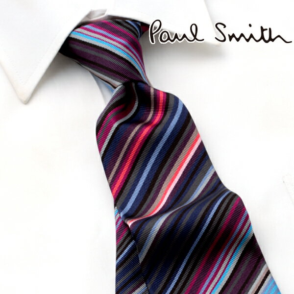ポールスミス PAUL SMITH ネクタイ PSJ-403 レッド マルチカラー ストライプ シルク [ブランドネクタイ メンズ おしゃれ 新作 新生活 新社会人 卒業 入社 昇進 お祝い バースデー 贈り物 ギフト 父の日 プレゼント][ラッピング無料]
