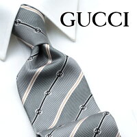 [レビュー特典][土日祝も発送] グッチ GUCCI ネクタイ GUJ-828（グレー）ストライ...