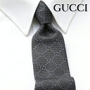 [レビュー特典][土日祝も発送] グッチ GUCCI ネクタイ GUJ-887（グレー ブラック）GG柄[ブランドネクタイ メンズ おしゃれ 新作 結婚式 新社会人 新生活 卒業 入社 昇進 お祝い バースデー 贈り物 ギフト 父の日 プレゼント][ラッピング無料]