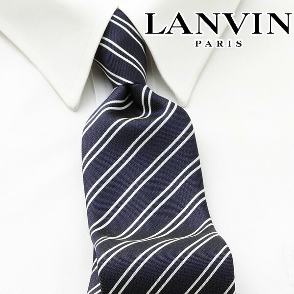 [レビュー特典][土日祝も発送] ランバン LANVIN ネクタイ LVJ-258（濃紺 ネイビー）[ブランドネクタイ メンズ おしゃれ 新作 結婚式 新社会人 新生活 卒業 入社 昇進 お祝い バースデー 贈り物 ギフト 父の日 プレゼント][ラッピング無料]